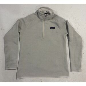 Patagonia Better Sweater Womens Large Oyster White Knit Fleece Lined Quarter Zip